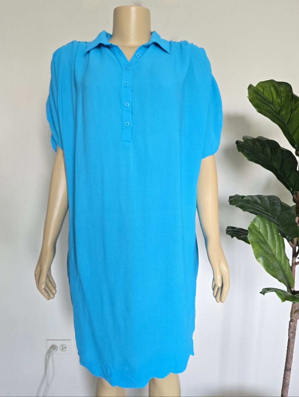 DVF Diane von Furstenberg Turquoise Karin Silk Shirt Dress Size 10 Women's